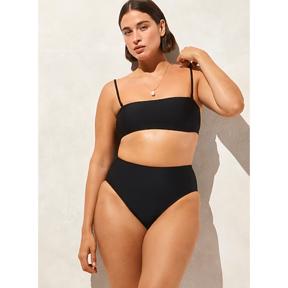 J Crew Hallie Bikini Bottom M Black NWT Classic Sculpt Beach CI684 J.Crew - Picture 2 of 5